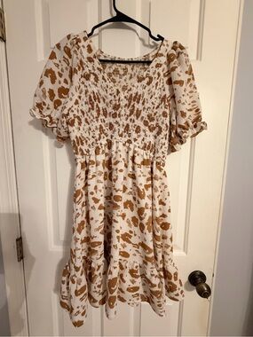 JODIFL Cream and cow print dress